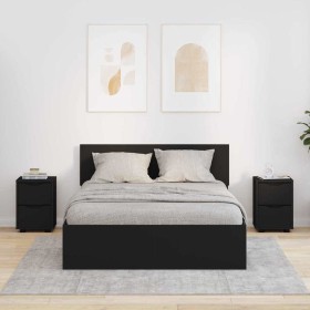 Mesas de noche con cajón 2 pcs Negro 30,5 x 30 x 43 cm