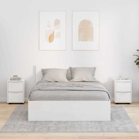 Mesas de noche con cajón 2 pcs brillante 30,5 x 30 x 43 cm