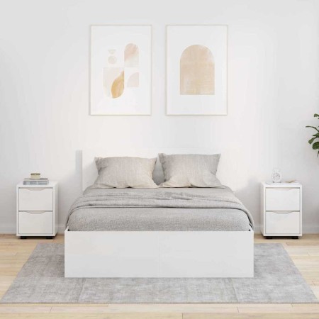 Mesas de noche con cajón 2 pcs brillante 30,5 x 30 x 43 cm