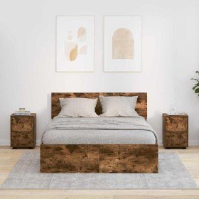 Mesas de noche con cajón 2 pcs Roble ahumado 30,5 x 30 x 43 cm en Mesitas de noche | Comprar online en Foro24