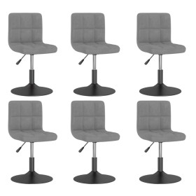 Sillas de comedor giratorias 6 uds de terciopelo gris claro