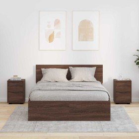 Mesas de noche con cajón 2 pcs Roble Marrón 30,5 x 30 x 43 cm en Mesitas de noche | Comprar online en Foro24