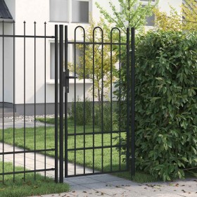 Cancela de valla con una puerta y arco acero negro 1x1,75 m