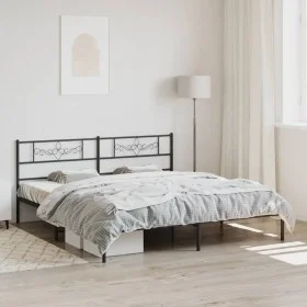 Bed frame with black metal headboard 183x213 cm by vidaXL, Beds and slatted bases - Ref: Foro24-355272, Price: 109,07 €, Disc...