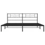 Bed frame with black metal headboard 183x213 cm by vidaXL, Beds and slatted bases - Ref: Foro24-355272, Price: 109,07 €, Disc...