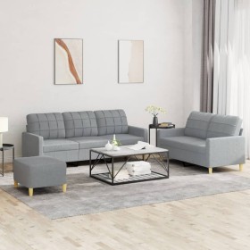 Juego de sofás con cojines 3 piezas tela gris claro
