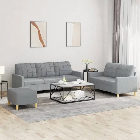 Sofa set with cushions 3 pieces light gray fabric by vidaXL, Sofas - Ref: Foro24-3201314, Price: 492,89 €, Discount: %