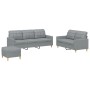 Sofagarnitur mit Kissen 3-teilig aus hellgrauem Stoff von vidaXL, Sofas - Ref: Foro24-3201314, Preis: 541,43 €, Rabatt: %