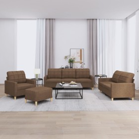 Sofa set with cushions 4 pieces brown fabric by vidaXL, Sofas - Ref: Foro24-3201253, Price: 632,71 €, Discount: %
