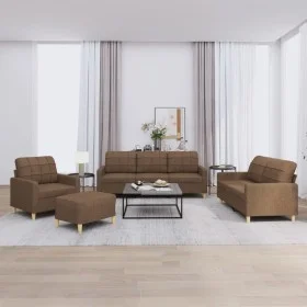 Sofa set with cushions 4 pieces brown fabric by vidaXL, Sofas - Ref: Foro24-3201253, Price: 623,19 €, Discount: %
