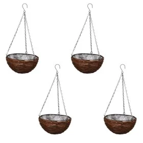 Round Willow Hanging Basket with Layer and Chain - 4 Pieces by vidaXL, Pots and planters - Ref: Foro24-140915, Price: 39,88 €...