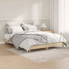 Sonoma oak engineered wood bed frame 140x190 cm by vidaXL, Beds and slatted bases - Ref: Foro24-832072, Price: 119,71 €, Disc...