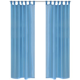 2 transparente türkisfarbene Vorhänge 140 x 245 cm von vidaXL, Vorhänge und Gardinen - Ref: Foro24-130208, Preis: 25,57 €, Ra...