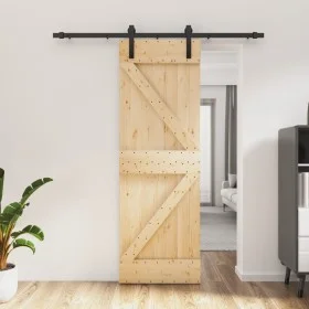 Puerta corredera con herrajes madera maciza de pino 70x210 cm by vidaXL, Doors - Ref: Foro24-3202969, Price: 166,69 €, Discou...