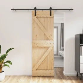 Sliding door with solid pine wood hardware 70x210 cm by vidaXL, Doors - Ref: Foro24-3202983, Price: 159,37 €, Discount: %