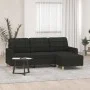 Sofá de 3 plazas con taburete de tela negro 180 cm de vidaXL, Sofás - Ref: Foro24-3201005, Precio: 304,10 €, Descuento: %
