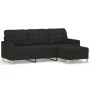 Sofá de 3 plazas con taburete de tela negro 180 cm de vidaXL, Sofás - Ref: Foro24-3201005, Precio: 304,10 €, Descuento: %