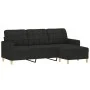 Sofá de 3 plazas con taburete de tela negro 180 cm de vidaXL, Sofás - Ref: Foro24-3201005, Precio: 304,10 €, Descuento: %