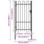 Cancela de valla con una puerta y arco acero negro 1x1,75 m