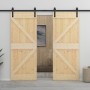 Schiebetür mit Beschlägen aus massivem Kiefernholz 80x210 cm von vidaXL, Türen - Ref: Foro24-3057587, Preis: 408,58 €, Rabatt: %