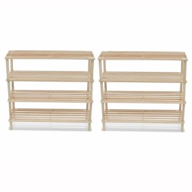 4-story shoe rack 2 units solid fir wood by vidaXL, Shoe racks and shoe organizers - Ref: Foro24-241066, Price: 46,90 €, Disc...