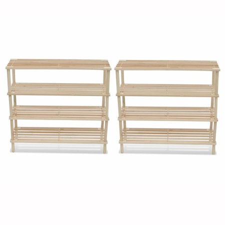 4-story shoe rack 2 units solid fir wood by vidaXL, Shoe racks and shoe organizers - Ref: Foro24-241066, Price: 46,90 €, Disc...