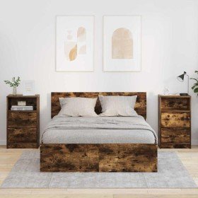 Mesas de noche con cajón 2 pcs Roble ahumado 40 x 30 x 467 cm en Mesitas de noche | Comprar online en Foro24