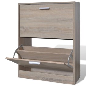Oak colored shoe cabinet with 2 compartments by vidaXL, Shoe racks and shoe organizers - Ref: Foro24-241243, Price: 64,06 €, ...