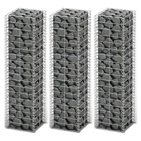 Gabionen-Wandkörbe aus verzinktem Draht 25x25x100 3 Stück von vidaXL, Zaunpaneele - Ref: Foro24-141045, Preis: 49,55 €, Rabat...