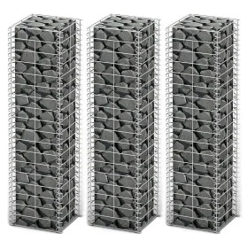 Galvanized wire gabion wall baskets 25x25x100 3 units by vidaXL, fence panels - Ref: Foro24-141045, Price: 45,57 €, Discount: %