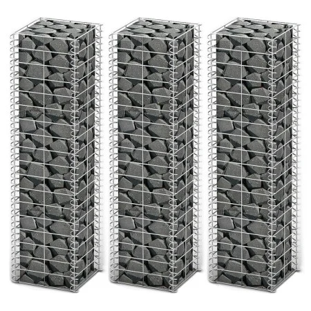 Galvanized wire gabion wall baskets 25x25x100 3 units by vidaXL, fence panels - Ref: Foro24-141045, Price: 45,57 €, Discount: %