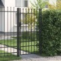 Cancela de valla con una puerta y puntas acero negro 1x1,75 m