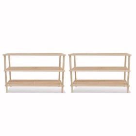 3-tier shoe rack, 2 units, solid fir wood by vidaXL, Shoe racks and shoe organizers - Ref: Foro24-241065, Price: 42,13 €, Dis...