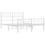 Metal bed frame with headboard and white footboard 150x200 cm by vidaXL, Beds and slatted bases - Ref: Foro24-355336, Price: ...