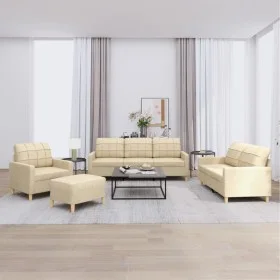 Set of sofas with 4 cream fabric cushions by vidaXL, Sofas - Ref: Foro24-3201252, Price: 628,20 €, Discount: %