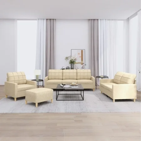Set of sofas with 4 cream fabric cushions by vidaXL, Sofas - Ref: Foro24-3201252, Price: 628,20 €, Discount: %