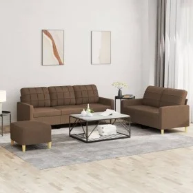 Three-piece sofa set with brown fabric cushions. by vidaXL, Sofas - Ref: Foro24-3201317, Price: 490,74 €, Discount: %