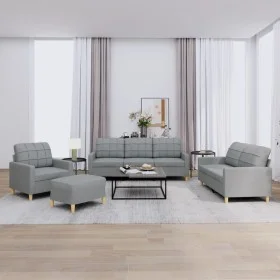 Set of sofas with 4 light gray fabric cushions by vidaXL, Sofas - Ref: Foro24-3201250, Price: 627,13 €, Discount: %