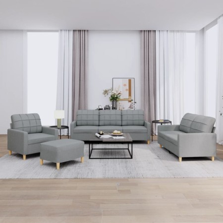 Set of sofas with 4 light gray fabric cushions by vidaXL, Sofas - Ref: Foro24-3201250, Price: 686,53 €, Discount: %