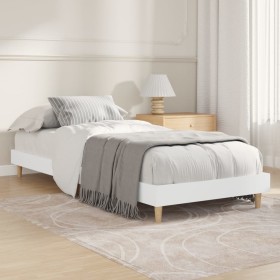 White engineered wood bed frame 75x190 cm by vidaXL, Beds and slatted bases - Ref: Foro24-832101, Price: 105,04 €, Discount: %