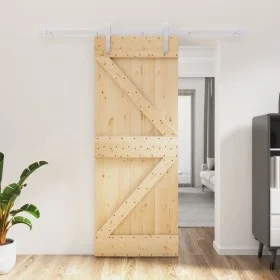 Schiebetür mit Beschlägen aus massivem Kiefernholz 80x210 cm von vidaXL, Türen - Ref: Foro24-3203023, Preis: 213,55 €, Rabatt: %