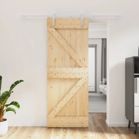 Puerta corredera con herrajes madera maciza de pino 80x210 cm de vidaXL, Puertas - Ref: Foro24-3203023, Precio: 218,73 €, Des...