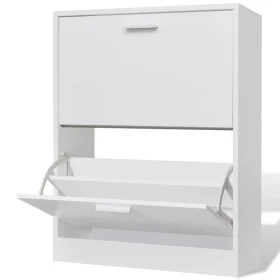 White shoe cabinet with 2 compartments by vidaXL, Shoe racks and shoe organizers - Ref: Foro24-241242, Price: 68,78 €, Discou...