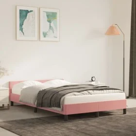 Estructura de cama con cabecero de terciopelo rosa 120x200 cm de vidaXL, Camas y somieres - Ref: Foro24-347566, Precio: 125,4...