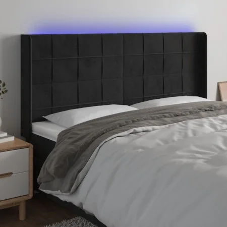 Black velvet headboard with LED 203x16x118/128 cm by vidaXL, Headboards and footboards - Ref: Foro24-3124116, Price: 149,89 €...