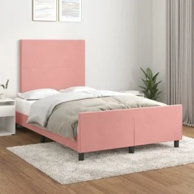Estructura de cama con cabecero de terciopelo rosa 120x200 cm de vidaXL, Camas y somieres - Ref: Foro24-3125628, Precio: 169,...