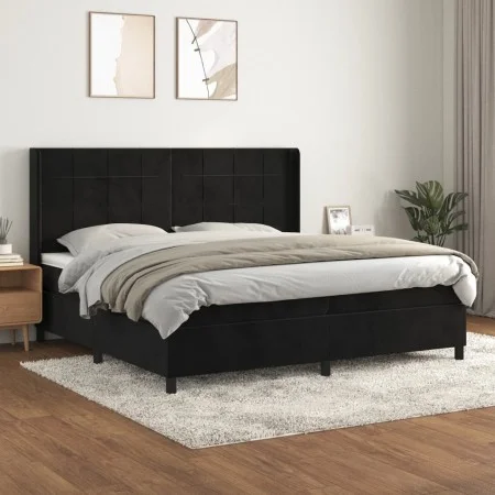Cama box spring con colchón terciopelo negro 200x200 cm de vidaXL, Camas y somieres - Ref: Foro24-3132701, Precio: 665,45 €, ...
