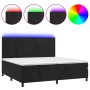 Cama box spring colchón y LED terciopelo negro 200x200 cm de vidaXL, Camas y somieres - Ref: Foro24-3136145, Precio: 632,72 €