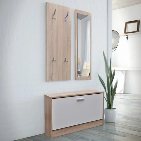 Muebles de entradita con zapatero madera 3 color roble y blanco de vidaXL, Zapateros y organizadores de calzado - Ref: Foro24...