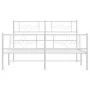 Metal bed frame with headboard and white footboard 140x190 cm by vidaXL, Beds and slatted bases - Ref: Foro24-355334, Price: ...